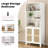 Tall Bookcase with Rattan Doors, 5 Tier Storage Wood Shelves Large Bookshelf for Library, Living Room, Bedroom, Home Office - Freestanding Organizer with Adjustable Shelves, Natural Accent Cabinet-1254187646
