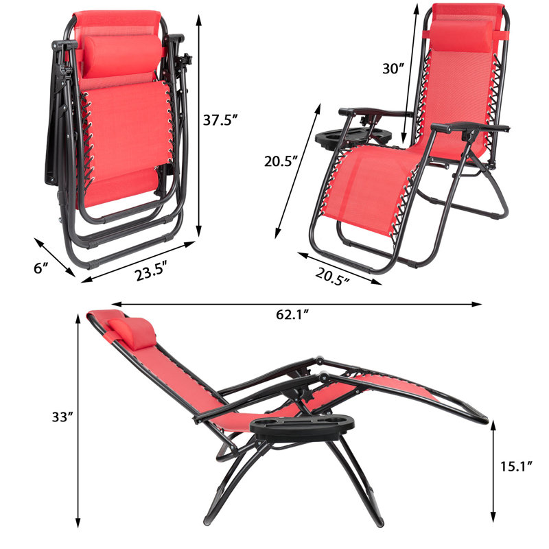 Khalid Folding Zero Gravity Chair, Red
