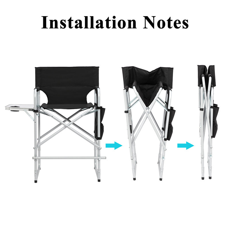 Chaise de réalisateur pliante Dag, Argent, Noir