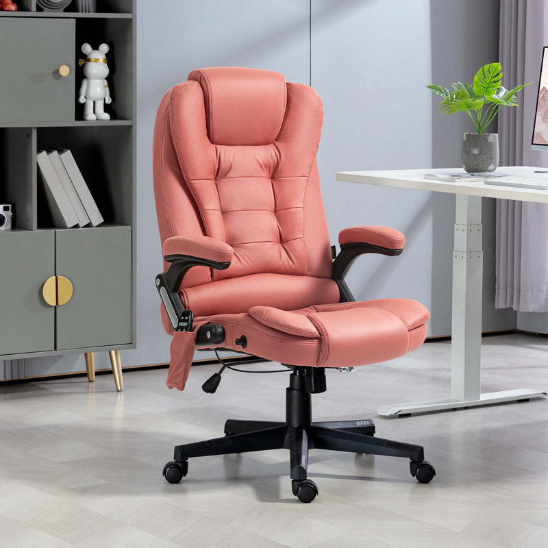 High Back Vibration Massage Office Chair With 6 Vibration Points, Red, Fabric