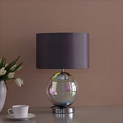 18.75-Inch Artie Orb Iridescent Chrome Table Lamp