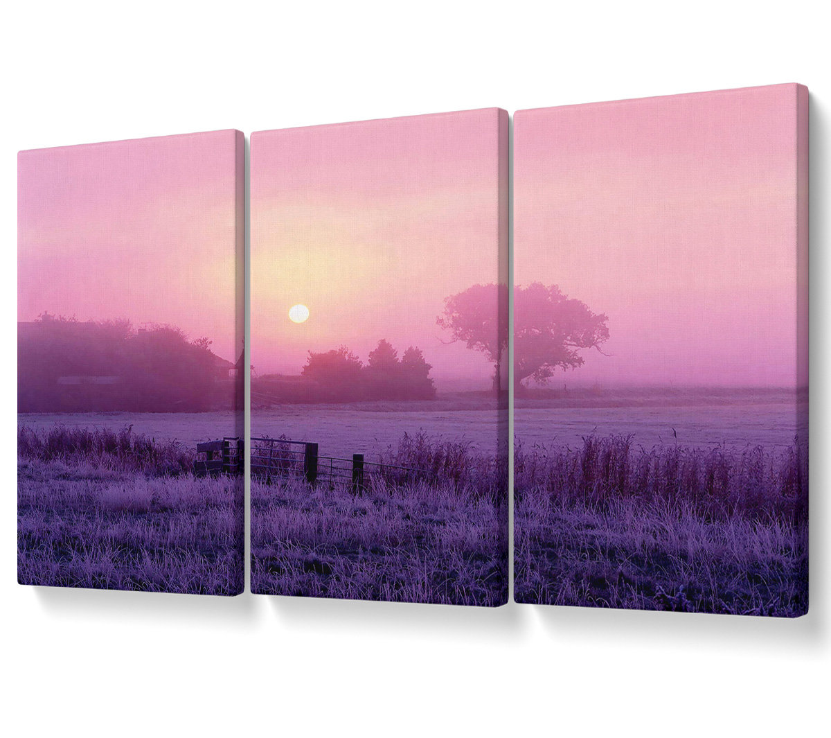 Ebern Designs Surreal Winter Countryside - 3 Piece Wrapped Canvas ...