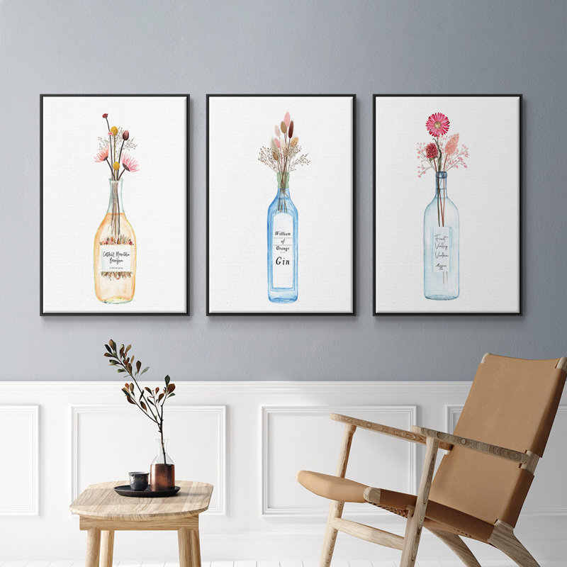 Vodka Frost Valley 3 pièces, Cadre noir, H 27 po x l 54 po