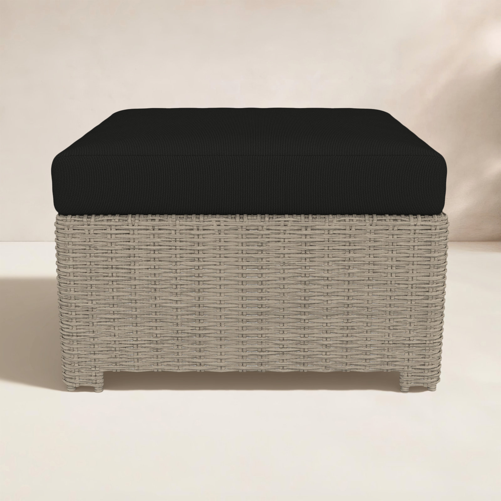 Outdoor Ottoman With Sunbrella Cushions, Canvas Black