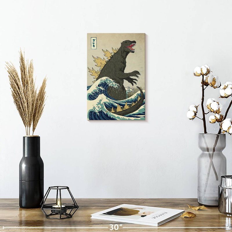 Kelan le grand monstre au large de Kanagawa, H 12 po x l 8 po