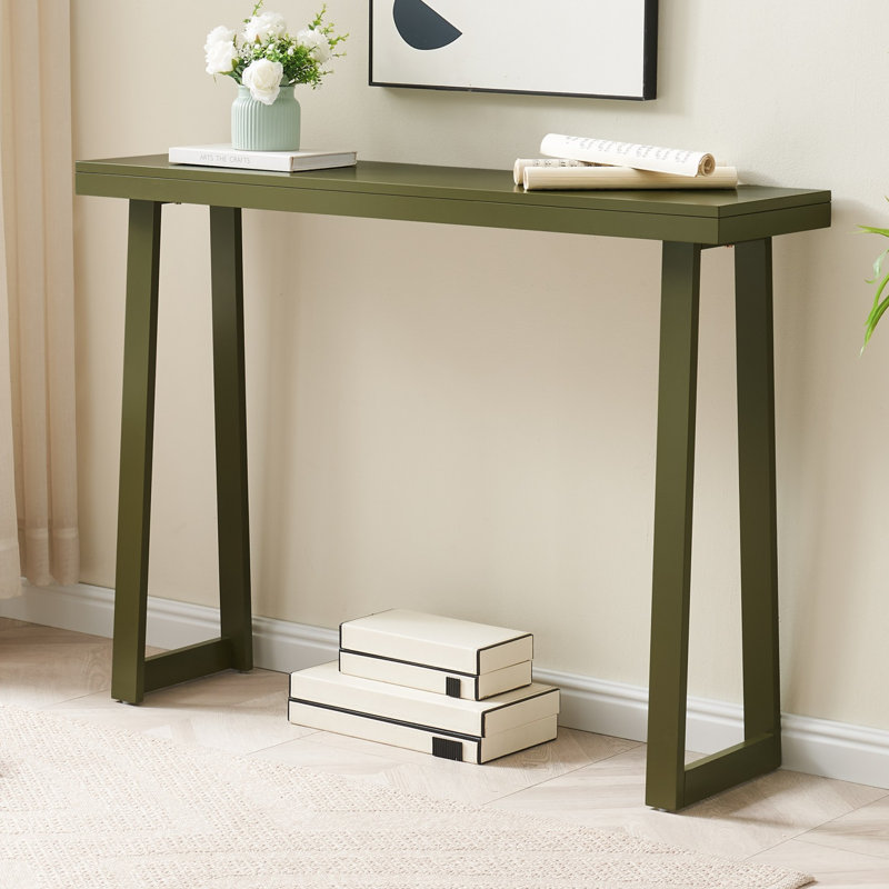 Claude Rectangular Console Table with Shelf – Sleek and Modern Entryway, Hallway, or Sofa Table with Trapezoidal Legs