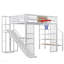 Lit mezzanine en métal avec bureau intégré, garde-robe ouverte, panier de basketball,-111639244