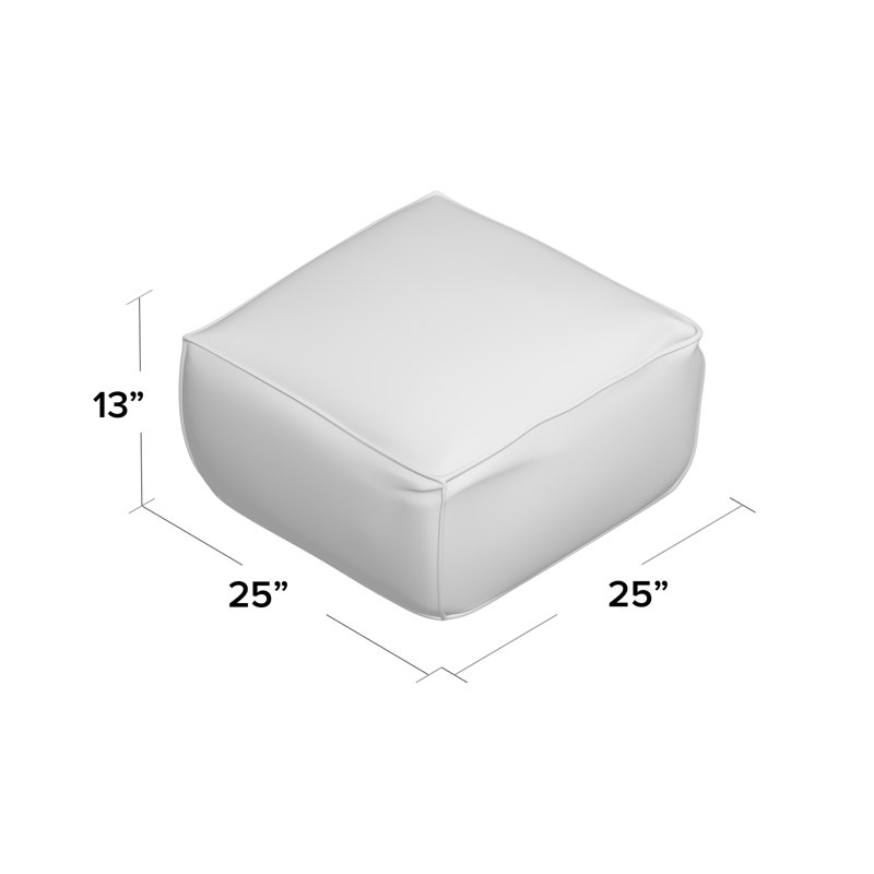 Paulie Upholstered Pouf, Off-White/Gray