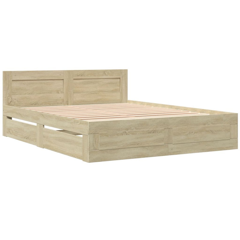 Storage Bed, Sonoma Oak, European Kingsize (160 x 200 cm)
