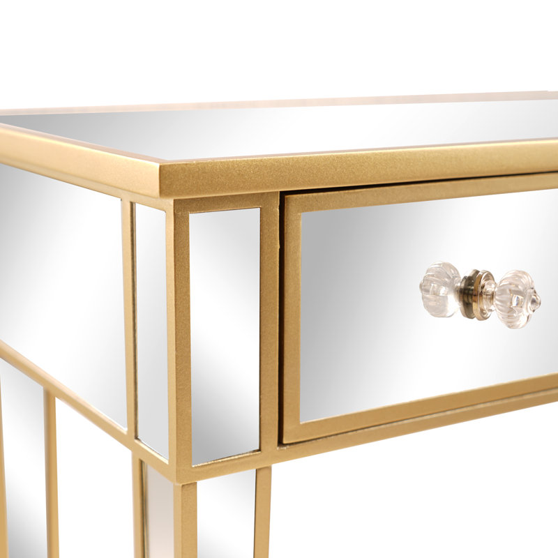 Bureau en verre Eashan, H 30 po x l 42 po x P 15 po, Or