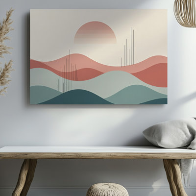 Canvas A Serene Minimalist Landscape Featuring Undulating Hills In Soft Pastel Wall Art Tones Of Blush Pink Muted Beige And Gentle Canvas Wall Art