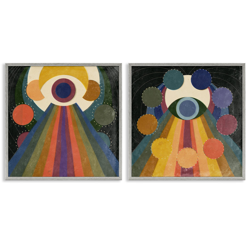  «Spiritual Eye Boho Shapes», ensemble de 2 giclées par Victoria Barnes, H 12 po x l 12 po, Estampe numérique Farmhouse
