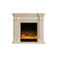 Foyer électrique en bois massif beige-517128094