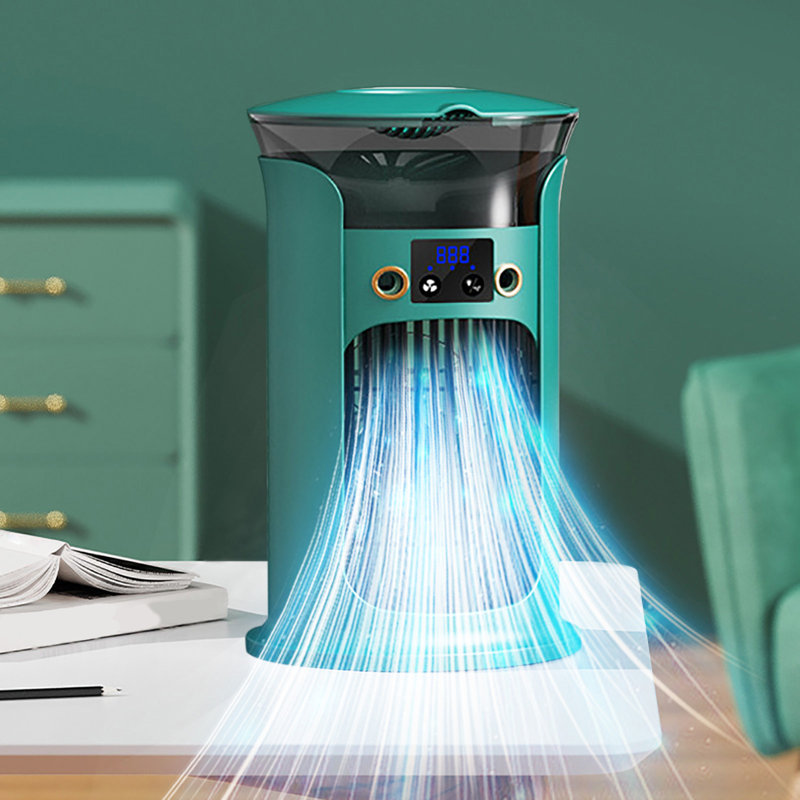Mini ventilateur de bureau portable USB avec brosse multifonctionnelle Kondieu, Green