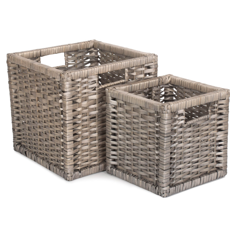 Split Wicker 2 Piece Storage Basket Set