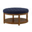 Grande table basse ronde avec repose-pieds rembourré en lin et grand repose-pieds avec rangement en bois-191948585