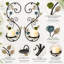 Ensemble de 2 appliques murales antiques en métal à motif de feuille avec plateaux pliables