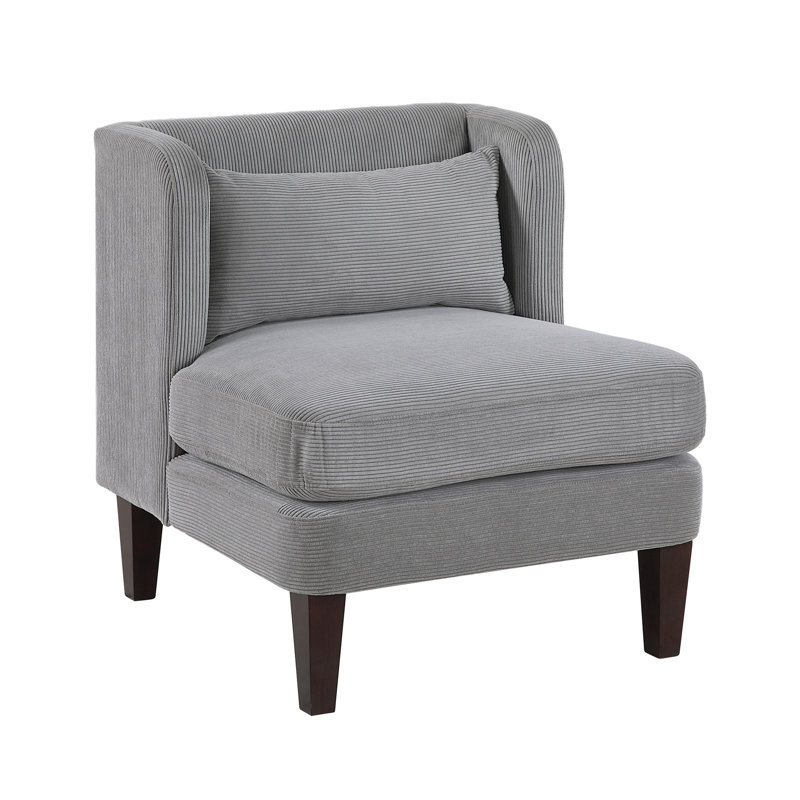 Mobilier de salon moderne en tissu de velours côtelé avec coussin décoratif, Gris foncé
