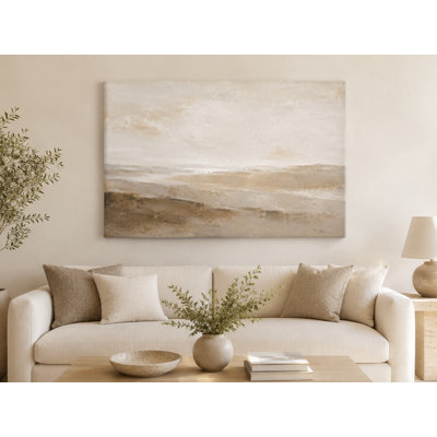 Neutral Beige Abstract Shoreline Wrapped Jaan