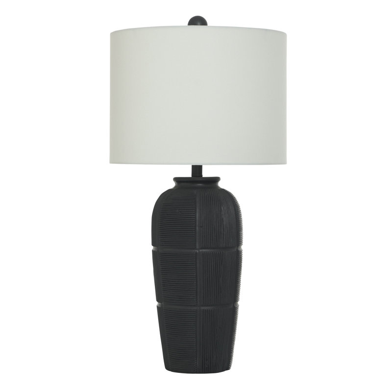 Donyelle - Lampe de table traditionnelle - Abat-jour blanc cassé, Indore noir