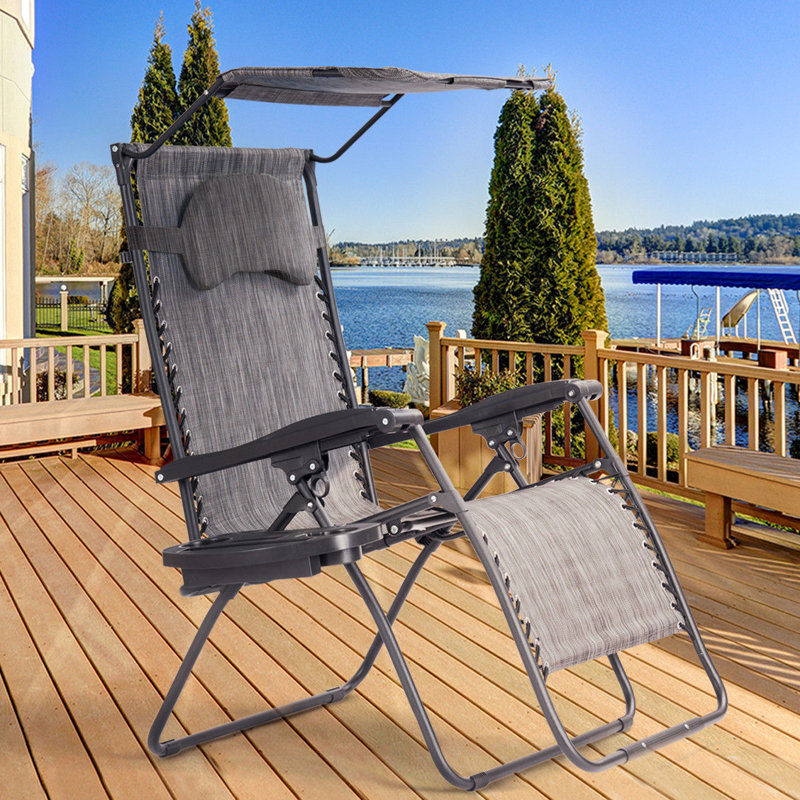 Chaise longue simple inclinable 29 po Kalobe, gris
