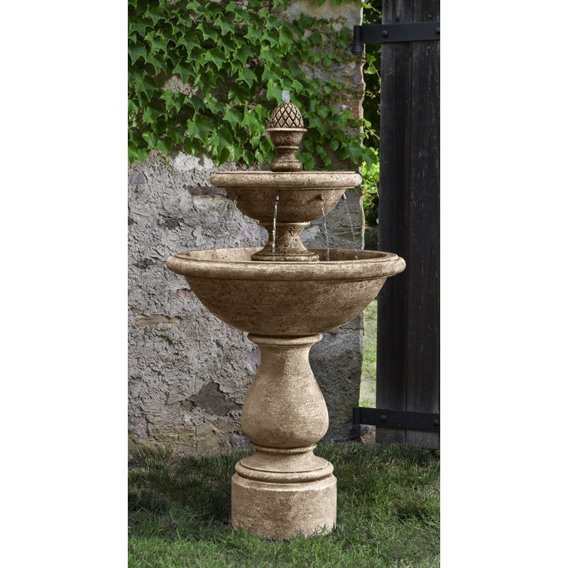 Charente Hand Crafted Weather Resistant Floor Fountain, Aged Limestone