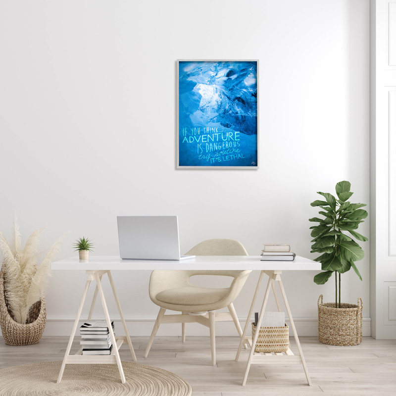 " Routine Is Lethal Phrase " by K. Kaufman, 30" H x 24" W x 1.5" D, Luster Gray Floater Frame
