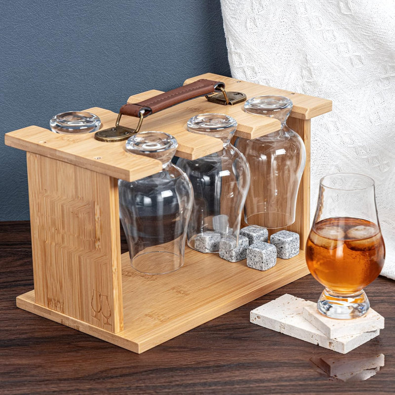 Bamboo Whiskey Wine Glass Stand