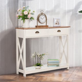 4 Legs End Table With 2 Drawer