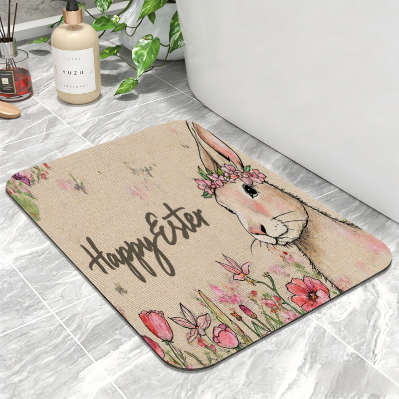 Tapis pour salle de bain et entrée Happy Pâques, 20 x 32, antidérapant