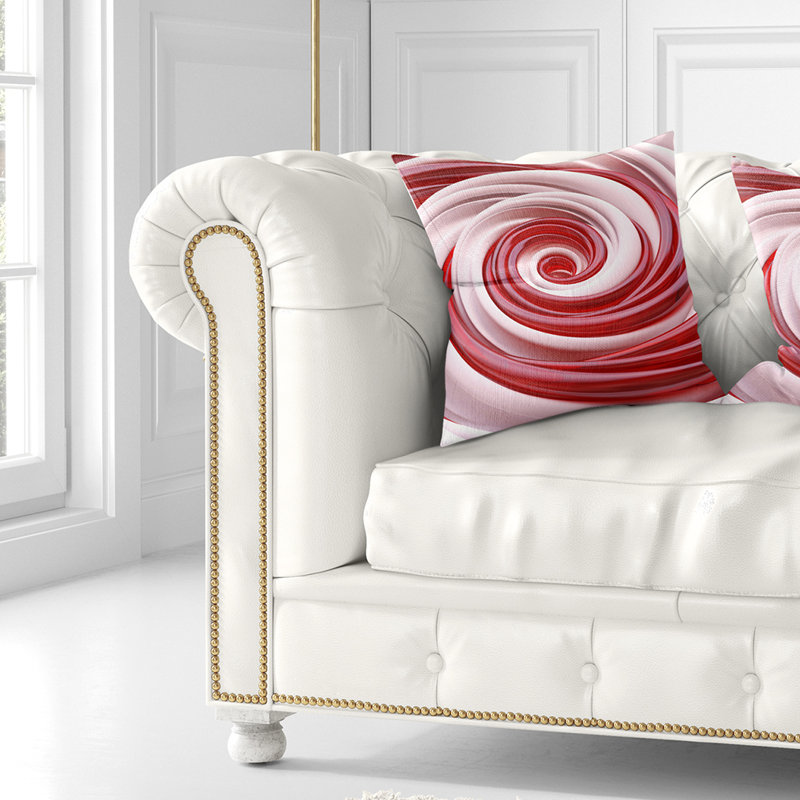 «Beautiful Candy Cane Spiral» - Coussin imprimé abstrait, 18 po x 18 po, Coussin décoratif