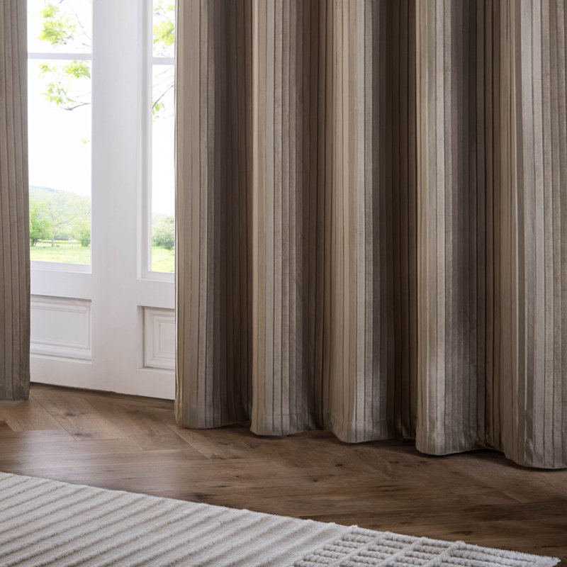 Corinthian Room Darkening Curtain Panel Pair, 90cm Width x 229cm Drop, Brown