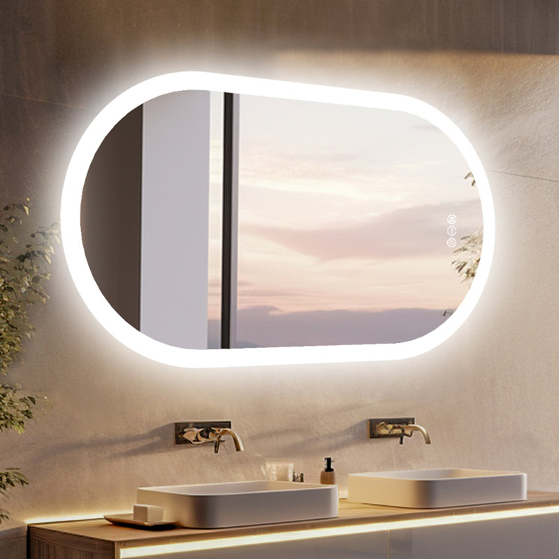 Oval LED Wall Mirror, 100cm H x 50cm W