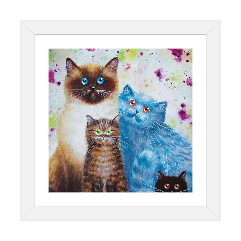 «Harry William Coco and Penny» par Kim Haskins - reproduction d'art, Blanc, H 16 po x l 16 po x p 1 po, Papier encadré blanc