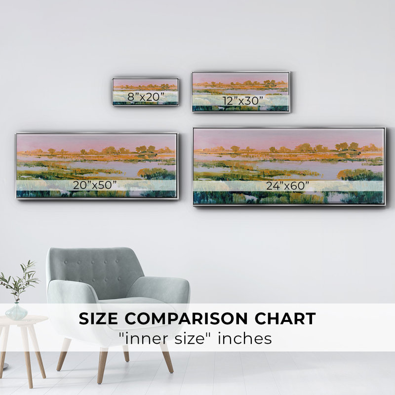Marshland View I - Framed Canvas, 12" H x 30" W