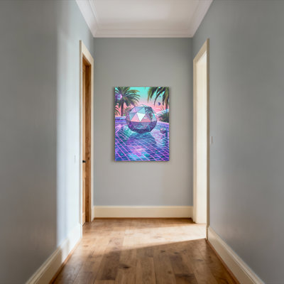 «Geometric Crystal Sphere Tropical Pool Scene», ensemble de 1 reproduction d'art sur toile tendue