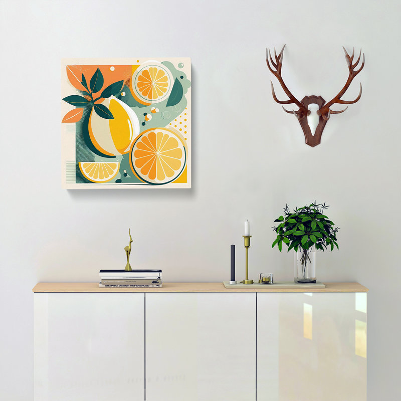 Lemon Fruit Mid-Century - Wrapped Canvas, 35cm H x 35cm W x 3cm D
