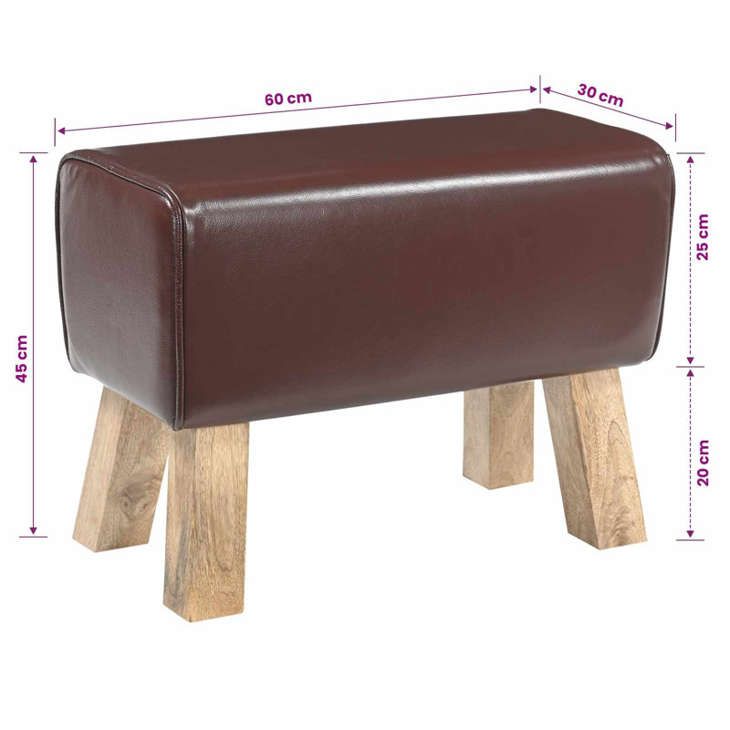 Upholstered Bench, 45cm H x 60cm L x 30cm D, Dark Brown