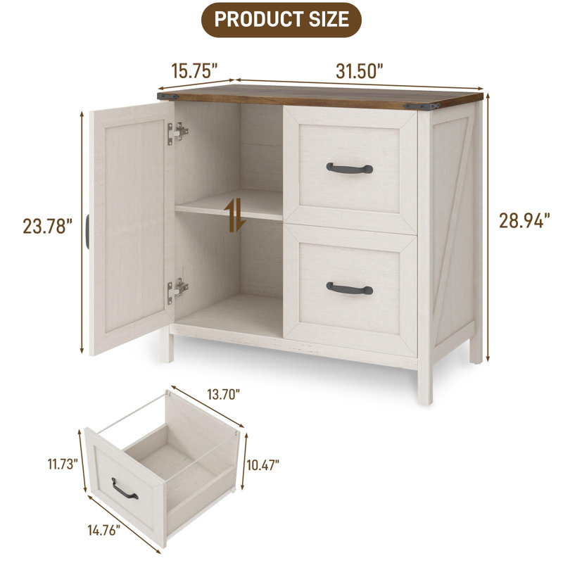 Classeur 2 tiroirs avec porte pour bureau personnel