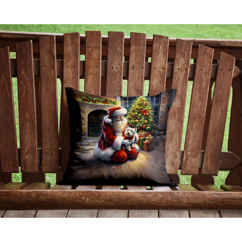 Coussin Westie and Santa Claus, H 14 po x l 14 po