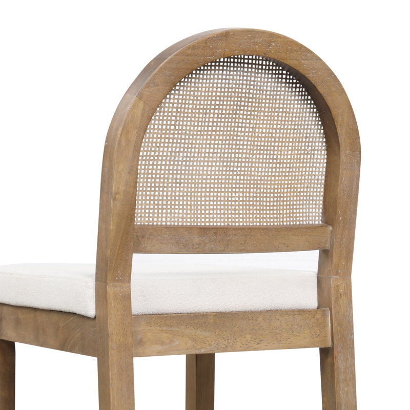 Tabouret de bar rembourré Boucle avec dossier en rotin tissé, Tabouret de comptoir (siège d’une hauteur de 24, 1