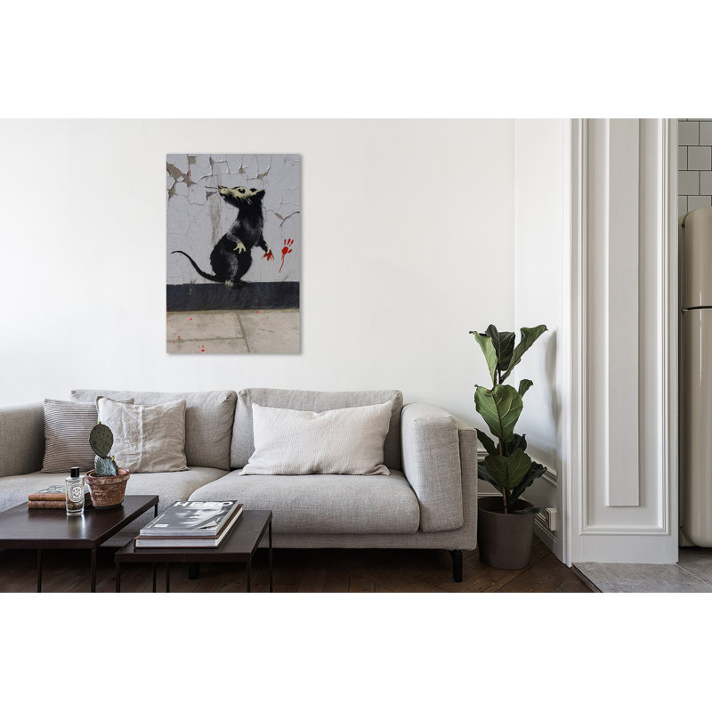 Rat by Banksy - Wrapped Canvas Print, 46 cm H x 30 cm W x 4 cm D