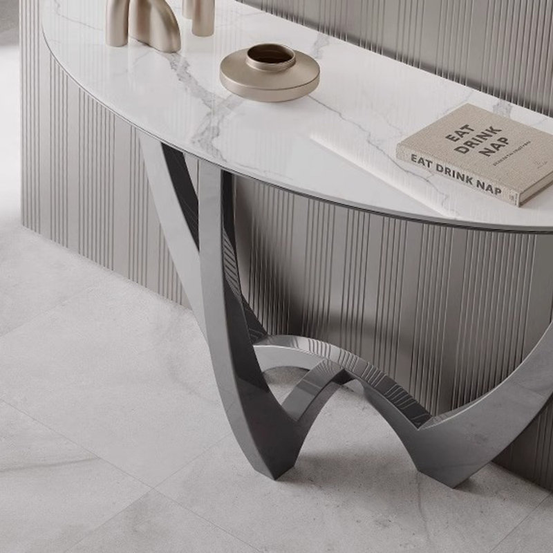 Italian Luxury  Console Table, 31.5" H x 63" W x 15.7" D, Fish Belly White