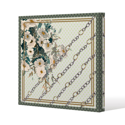 Flowers & Chain Links Slim Style Canvas Print, 15mm Slim Real wood.