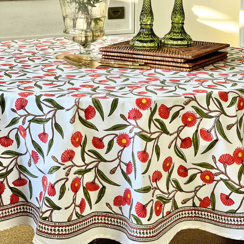 Red Flowering Gums Round Tablecloth, 70” Round