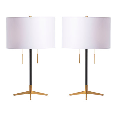 26.5" Metal Table Lamp With White Shade