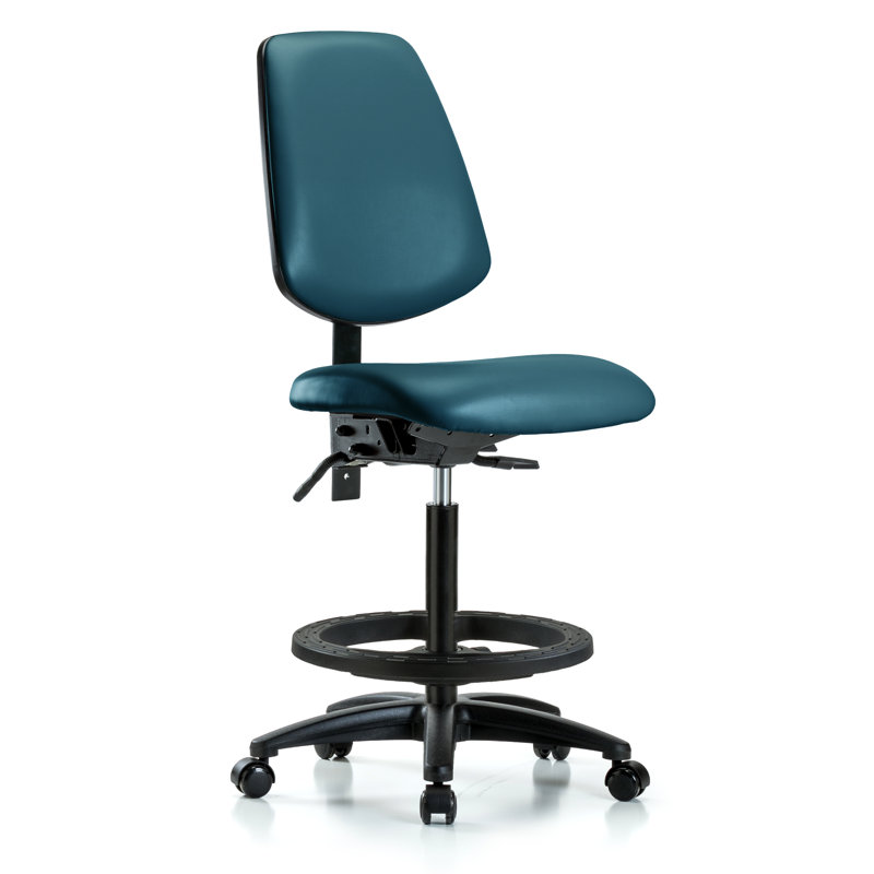 Chaise de travail ergonomique Kyell, Bleu marine, Roulettes, Non