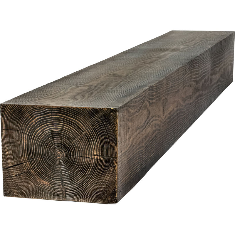 Rustic Sawn Heritage Timber Faux Wood Fireplace Mantel, Kona Brown, 5.5" H x 90" W x 7.5" D