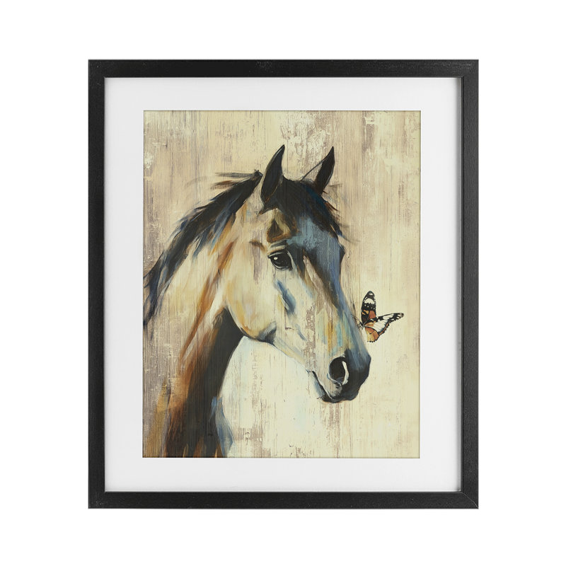 «Tiny Magic Horse & Butterfly», reproduction encadrée sous verre, conception de Svetlana Aleynikova, H 21 po x l 17 po