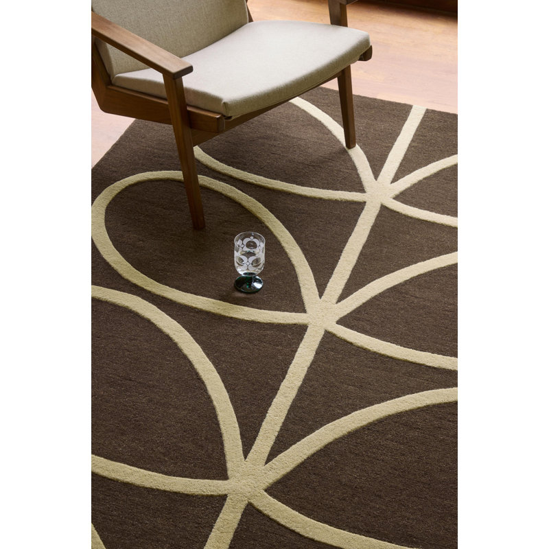 Hand Tufted Wool Abstract Area Rug in Walnut, Rectangle 6'7" x 9'2"